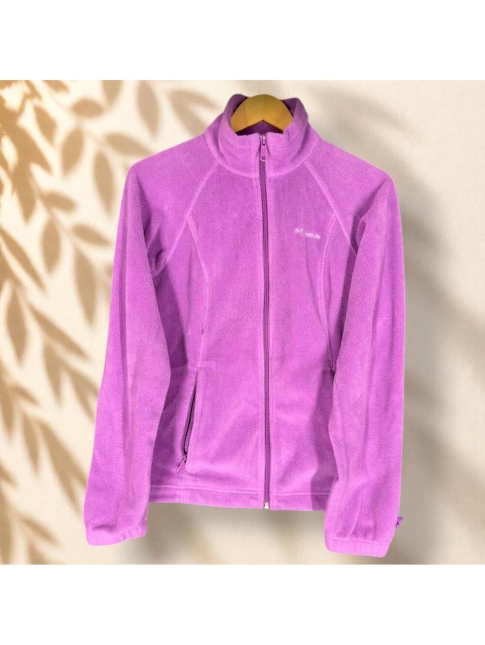 Columbia Jacket Women M Medium Purple Full Zip Fleece Long Sleeve Pockets Casual